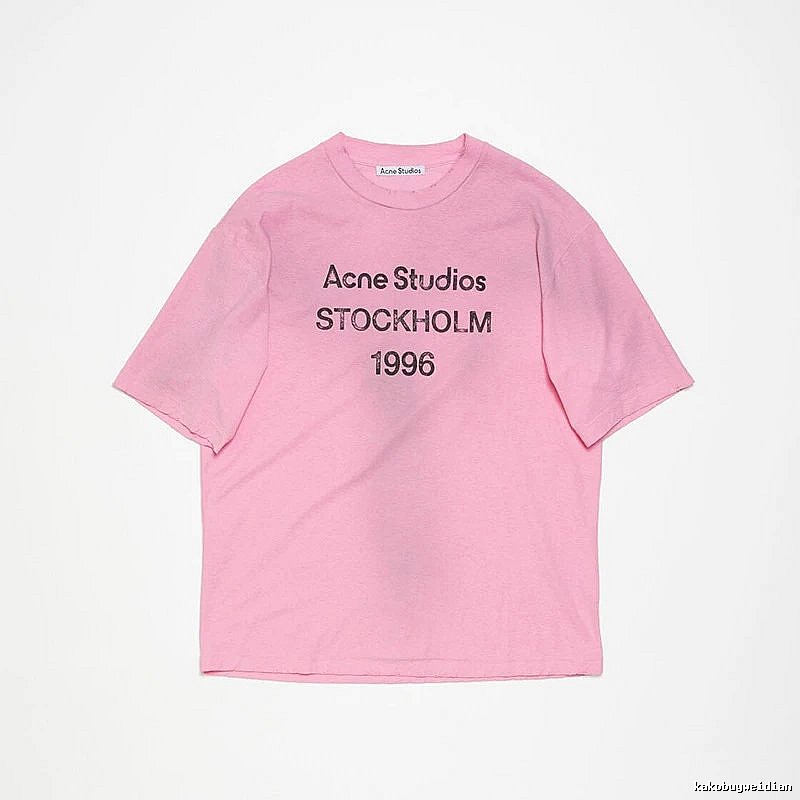 Acne Studios 2090-80 Pink Red Style Ac908026 Stockholm Logo T-Shirt Weekend Wear