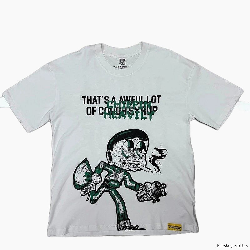 ALOCS Cartoon Print Street Style White T-Shirt