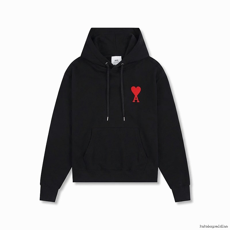AMI Embroidered Heart Black Sweatshirt