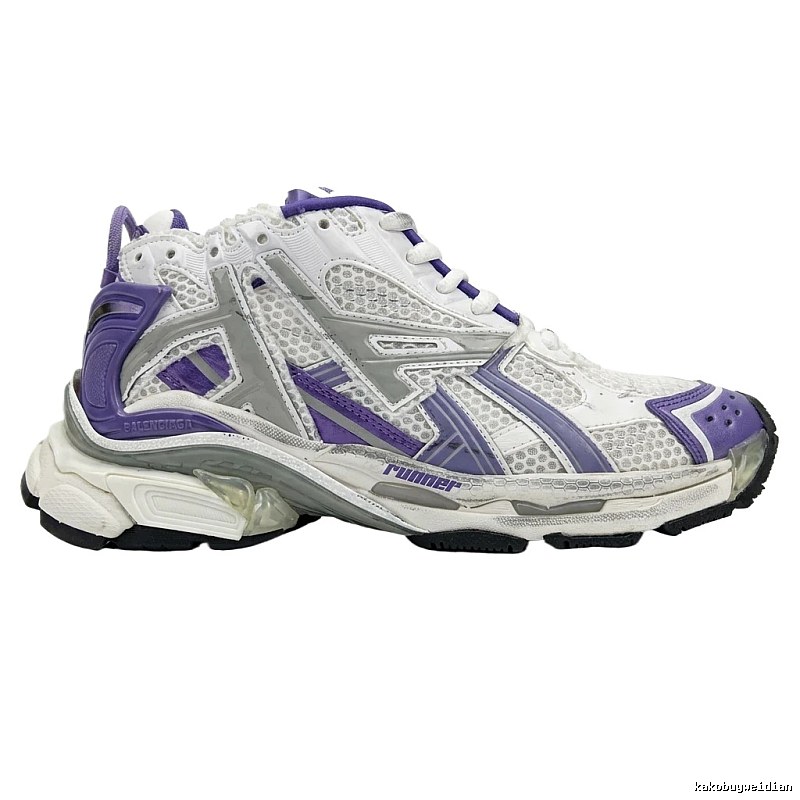 Balenciaga retro-style white and purple sports shoes