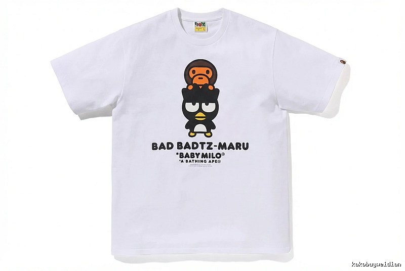 Bape cartoon - printed white T - shirt