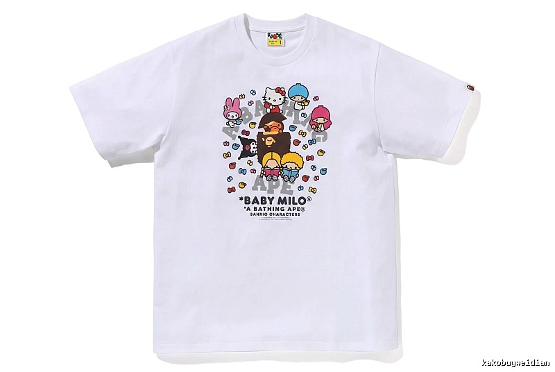 Bape cartoon - printed white T - shirt