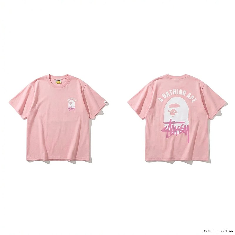 Bape trendy brand pink T-shirt