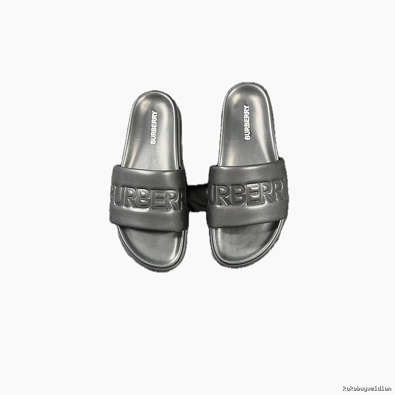 Burberry Embossed Minimalist Style Black Slide Sandals