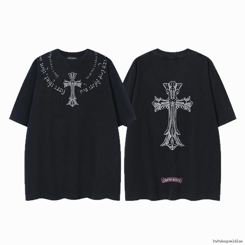 Chrome Hearts Cross Gothic Style Black Short Sleeve T-shirt