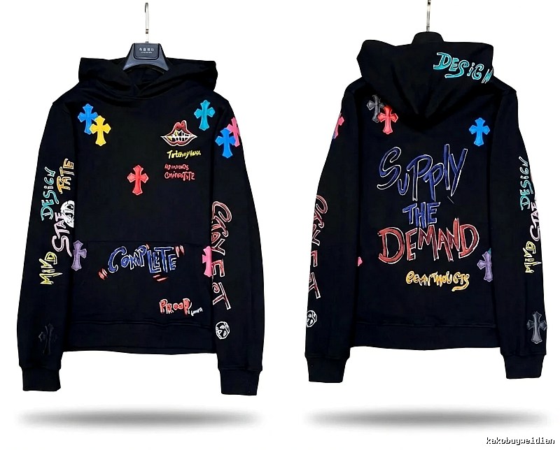 Chrome Hearts Graffiti Trendy Black Hoodie