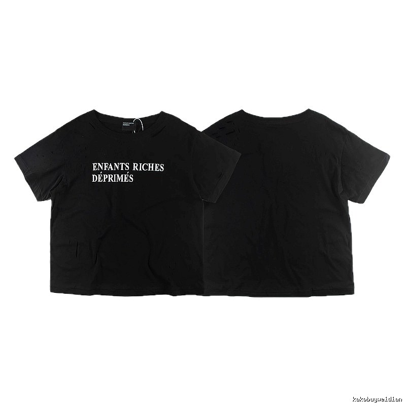 ERD Letter Print Dark High Street Black Short Sleeve T-shirt