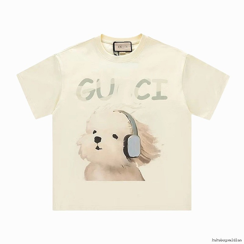 Gucci Dog Print Casual Style Off-white T-shirt