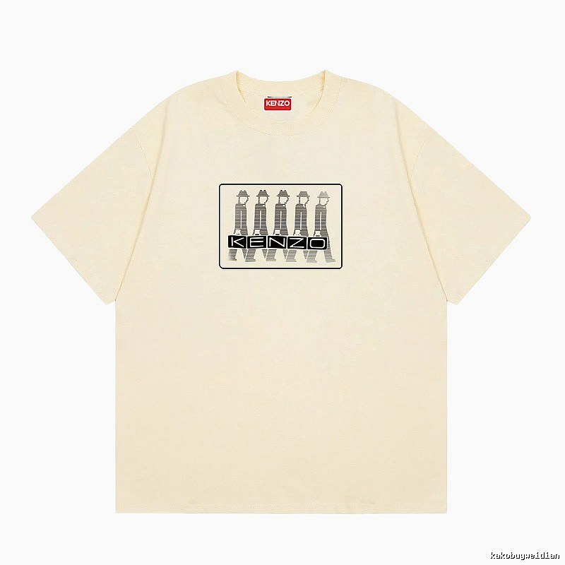 KENZO Character Print Casual Style Beige T-shirt