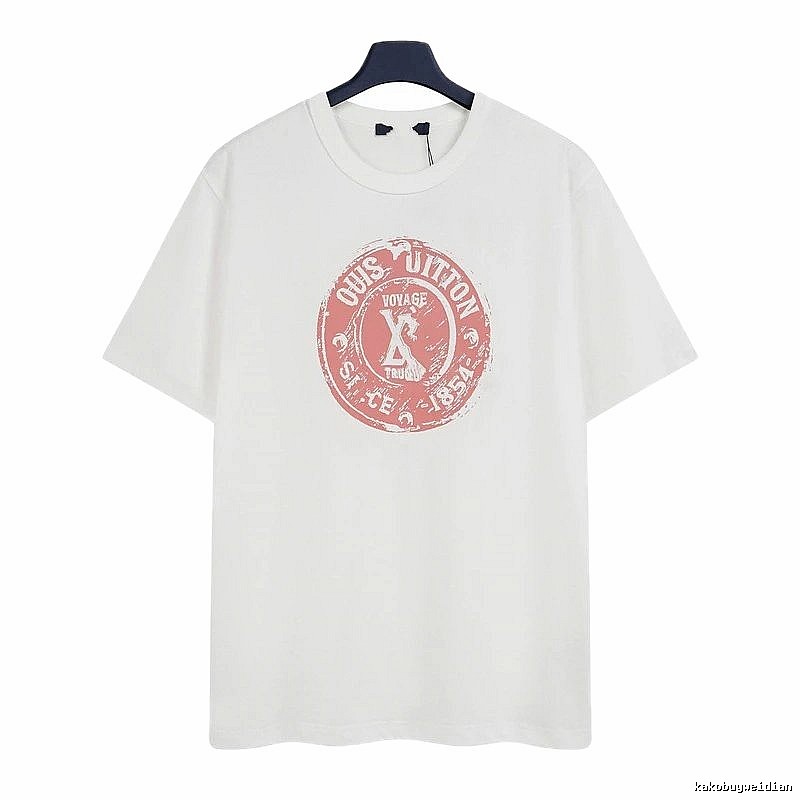 Louis Vuitton Vintage-style White T-Shirt with Stamp