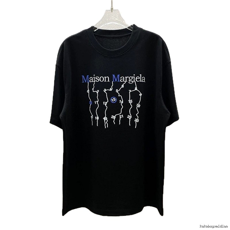 Maison Margiela Digital Embroidery Trendy Black T-Shirt
