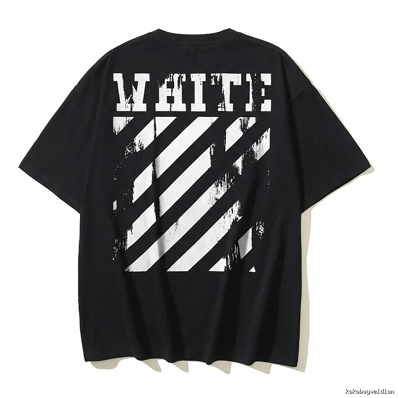 Off-White striped-style black T-shirt