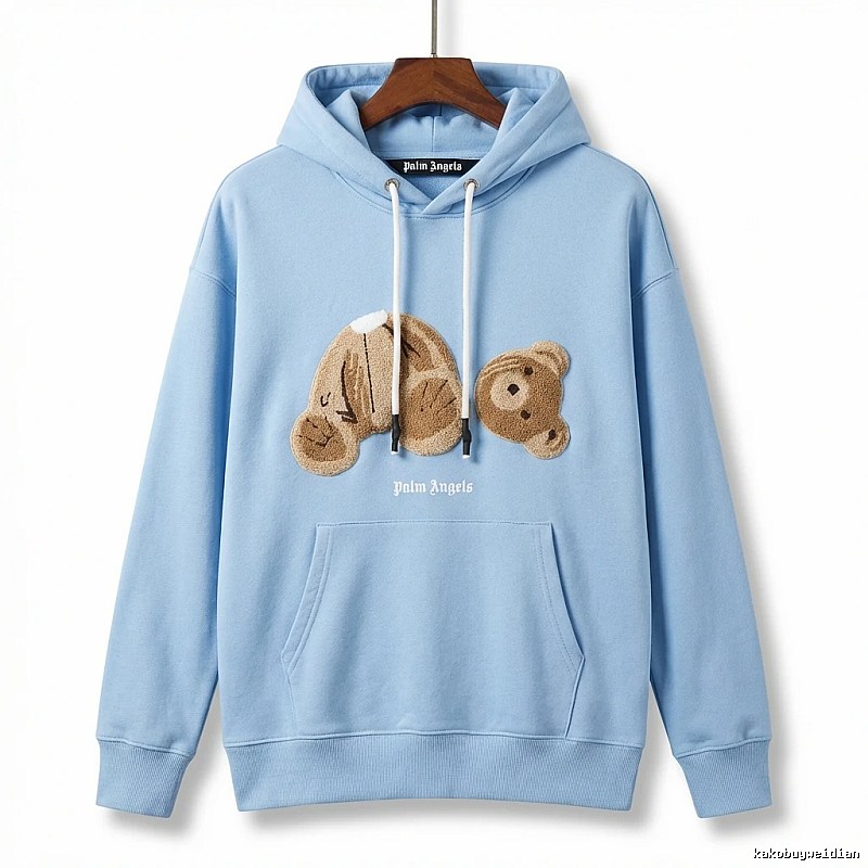 Palm Angels Bear Trendy Light Blue Sweatshirt