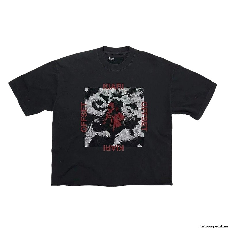 Paly Hollywood Portrait Print Street Style Black T-Shirt