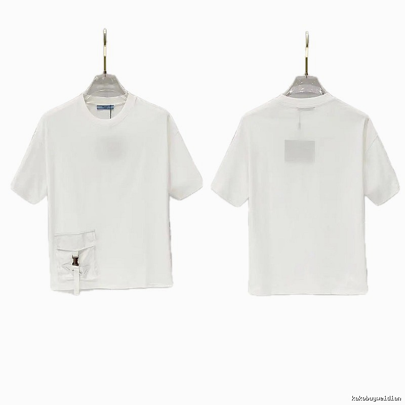 Prada Triangle Logo Minimalist Style White Short-sleeve T-shirt