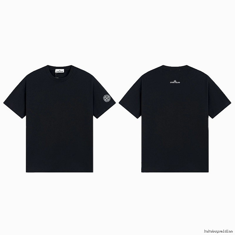 Stone Island Badge Techwear Style Black Short Sleeve T-Shirt