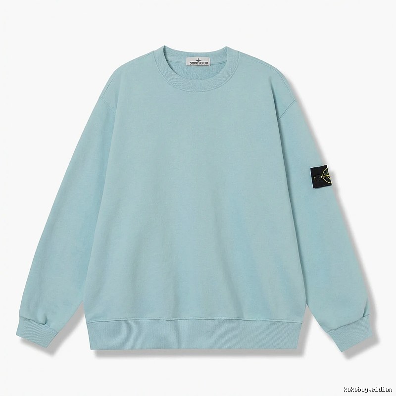 Stone Island Basic Style Casual Light Blue Sweatshirt