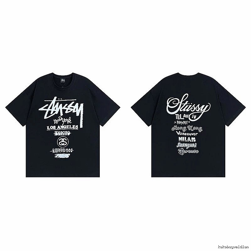 Stussy Black Spider Graphic T-Shirt Bold Graphic Logo