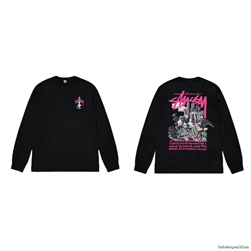 Stussy-printed trendy black T-shirt
