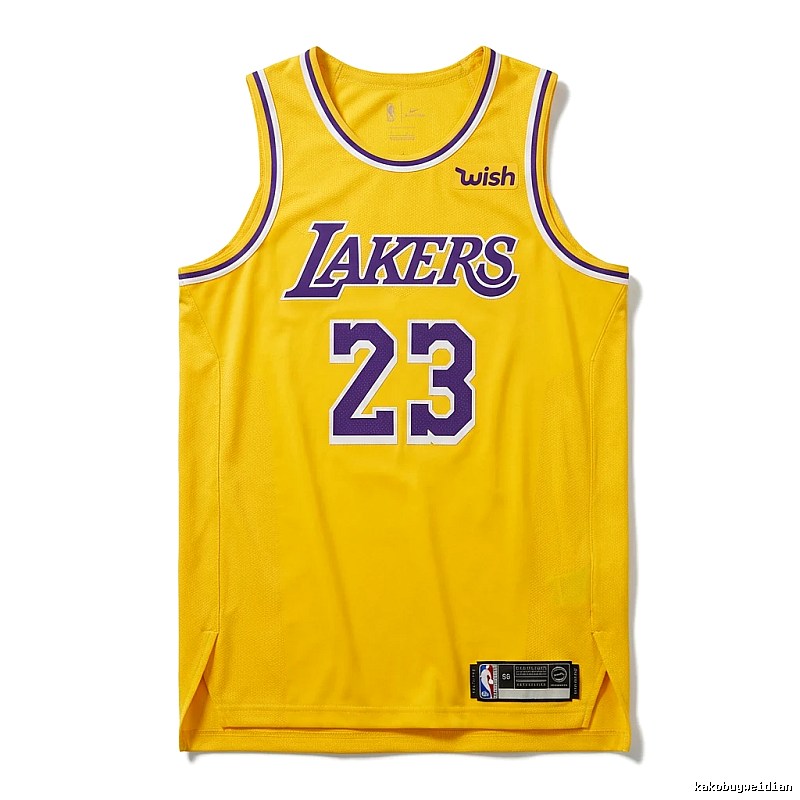 The yellow jersey of LeBron James (LBJ) of the Los Angeles Lakers.