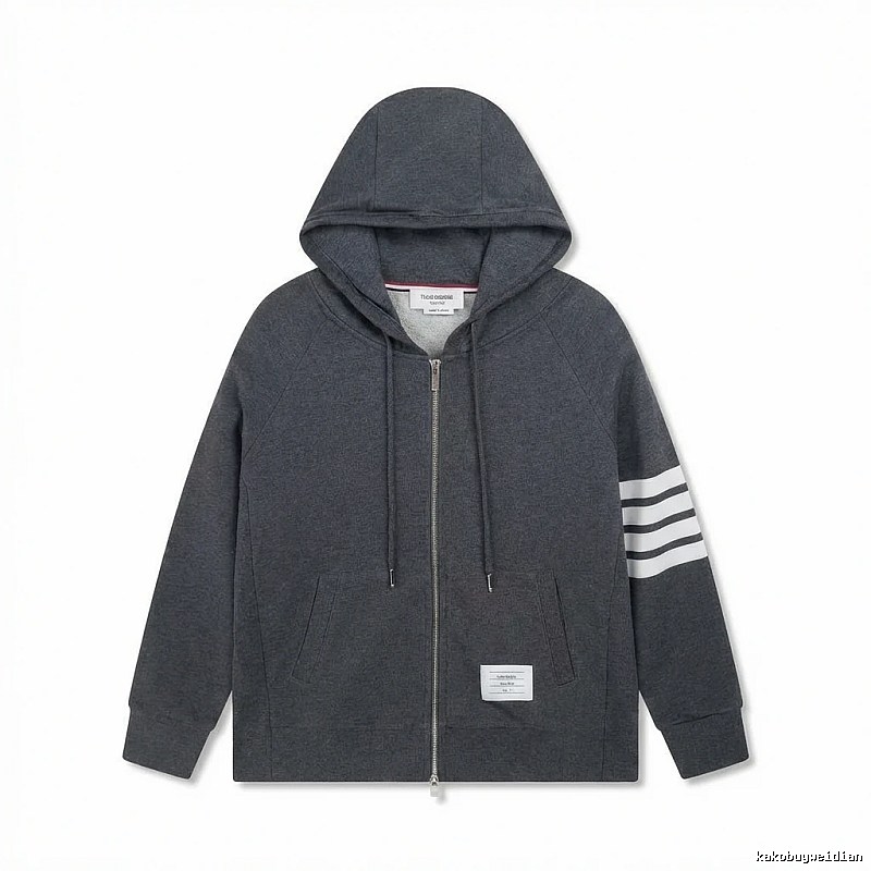 Thom Browne striped style dark gray sweatshirt