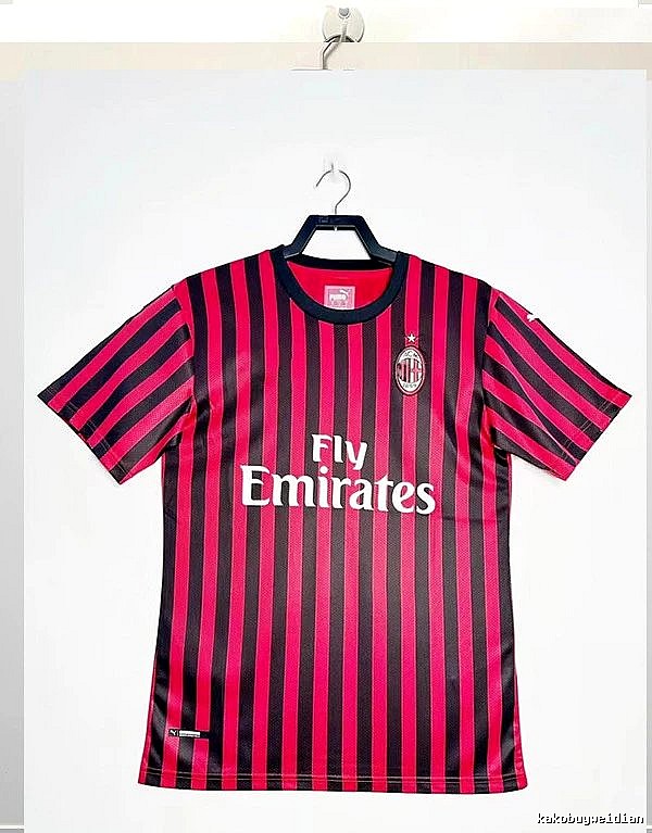 AC Milan Lightweight Retro soccer jersey Red Black Striped for Gift Ideas