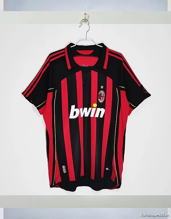 AC Milan Patterned Retro soccer jersey Red Black Striped with Polished Detail