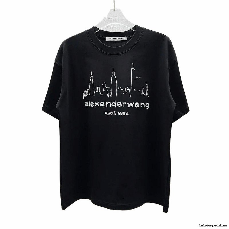 Alexander Wang Trendy & Cool Skyline Print Black T-Shirt