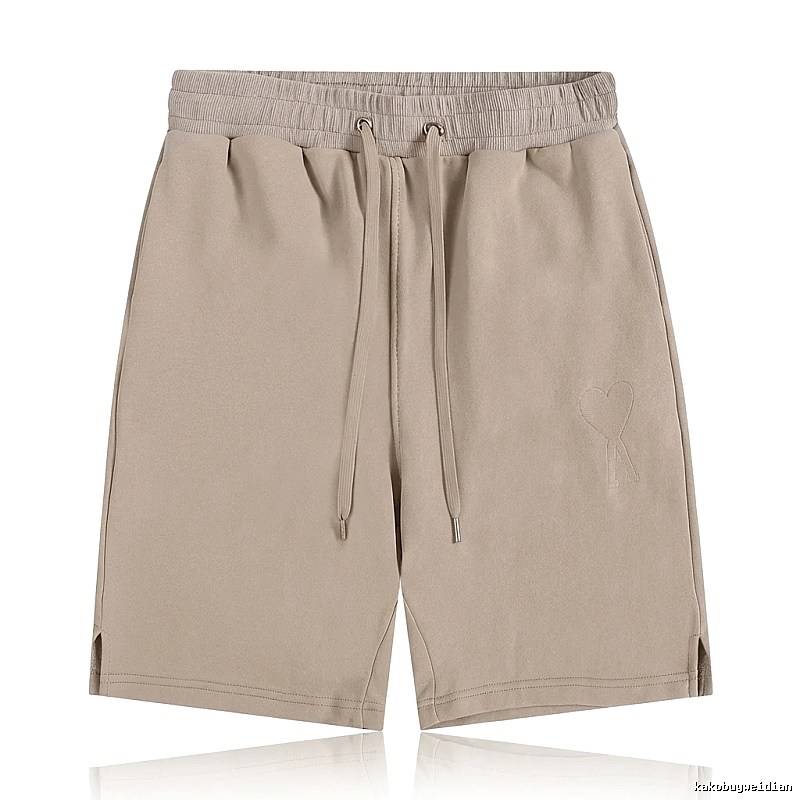 AMI Embroidered Trendy Brand Khaki Shorts