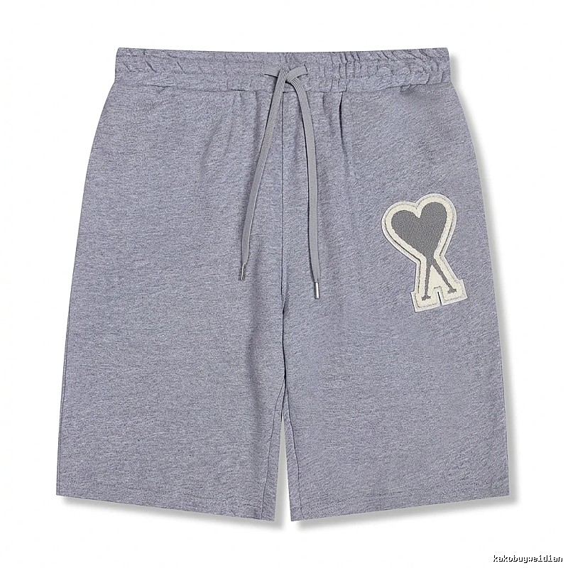 AMI Love Heart Pattern Light Gray Shorts