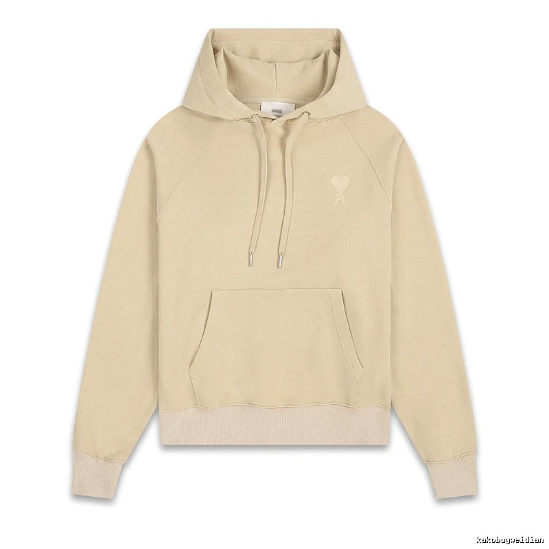 AMI Love Minimalist Style Beige Hoodie