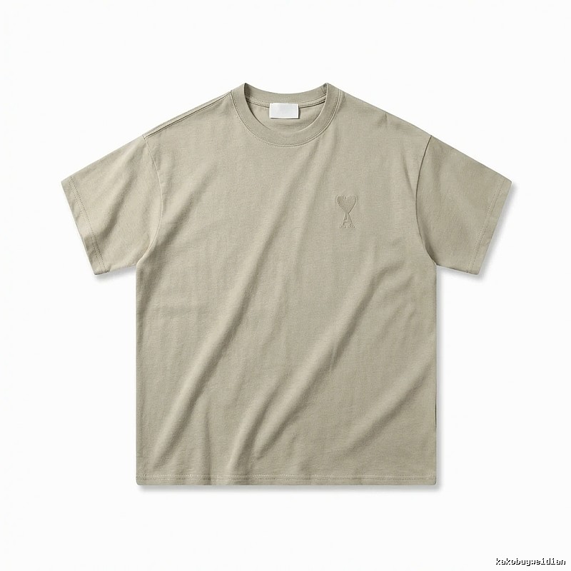 AMI minimalist style khaki T-shirt