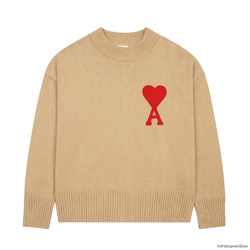 Ami Paris Lightweight Heart logo sweater Green Knit Top for Trend Styling