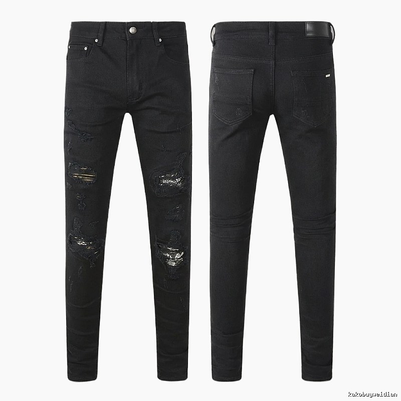 AMI Ripped Trendy Cool Black Jeans