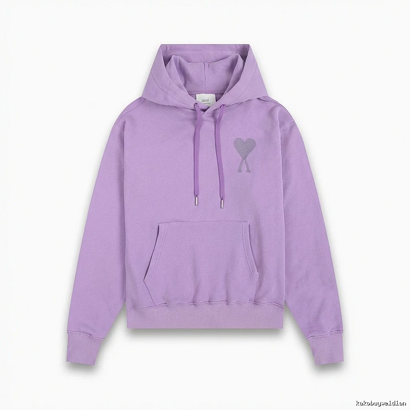 AMI series minimalist style purple hoodie