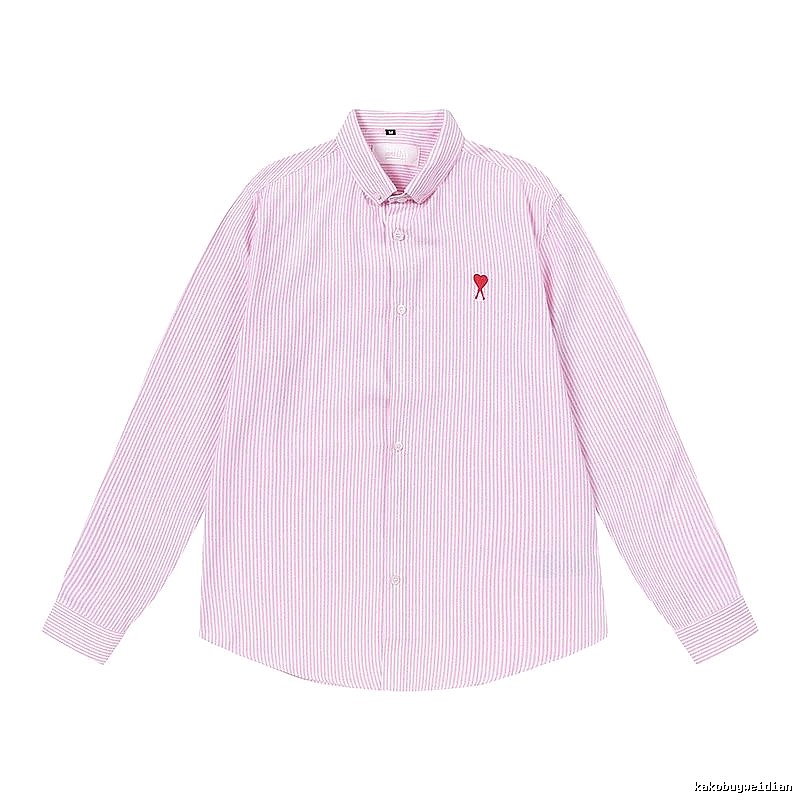AMI Stripe Minimalist Style Pink Shirt