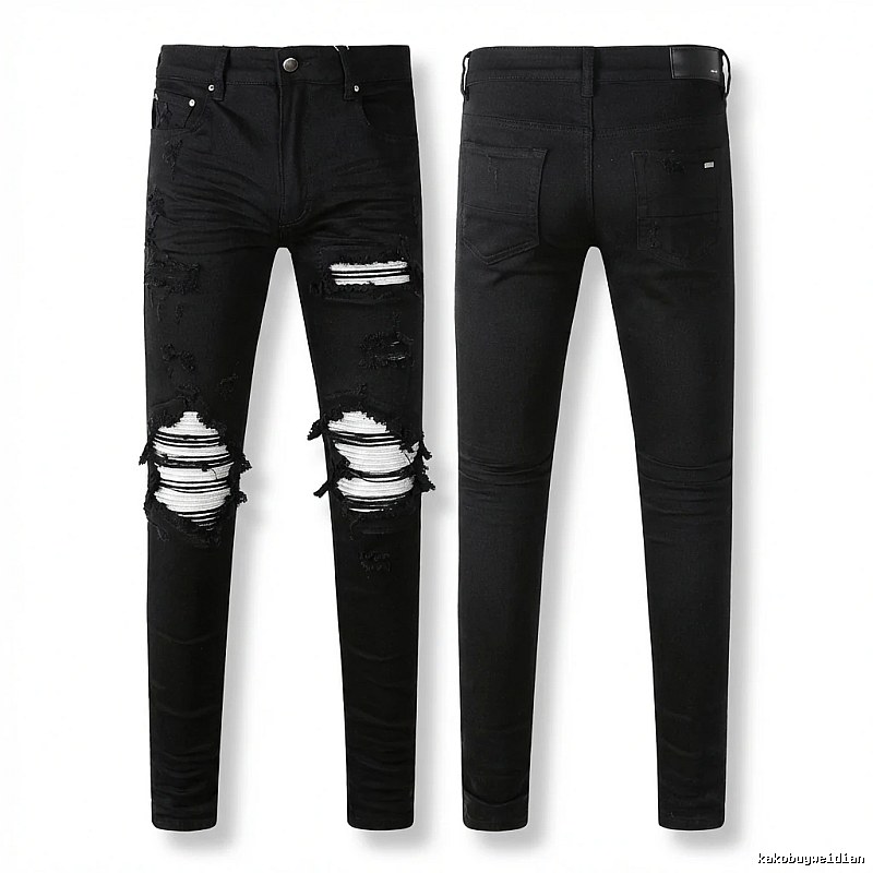 AMI trendy brand black jeans with holes