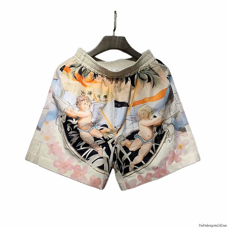 AMIRI Angel Print Vacation Style Beige Shorts