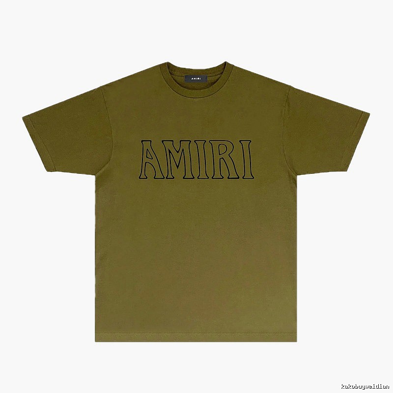 AMIRI Basic Style Minimalist Olive Green T-shirt