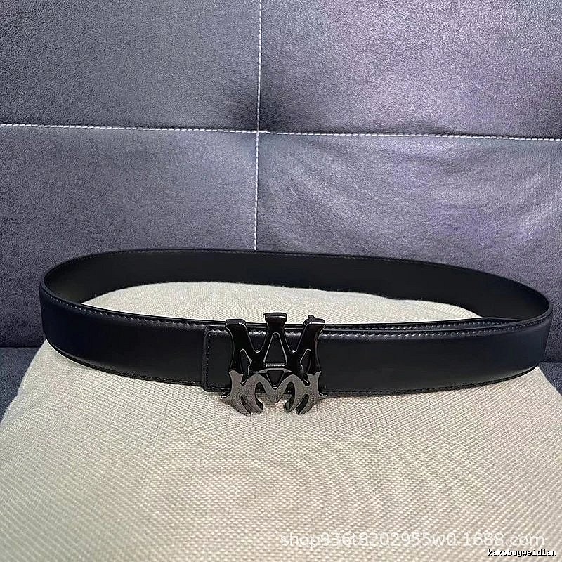 Amiri Travel Logo belt Black Belt Metallic with Modern Look
