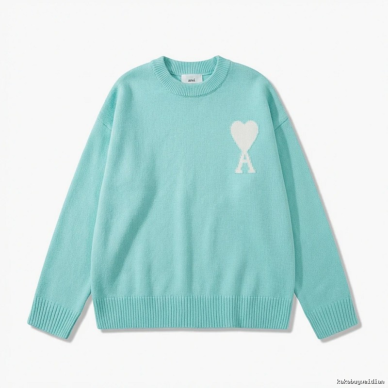 AMIRI's fresh-style blue sweater with a heart design.