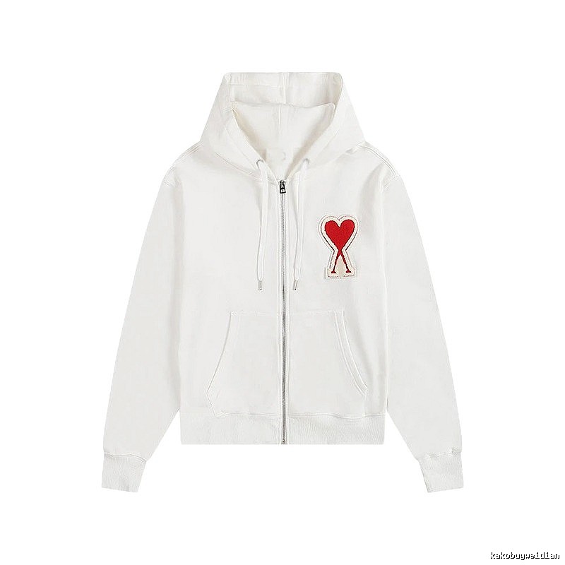 Ami's white hoodie with a cute heart embroidery style