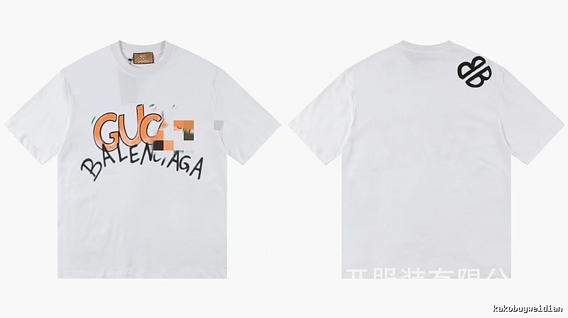 Balenciaga Co-branded Graffiti Street Style White T-shirt