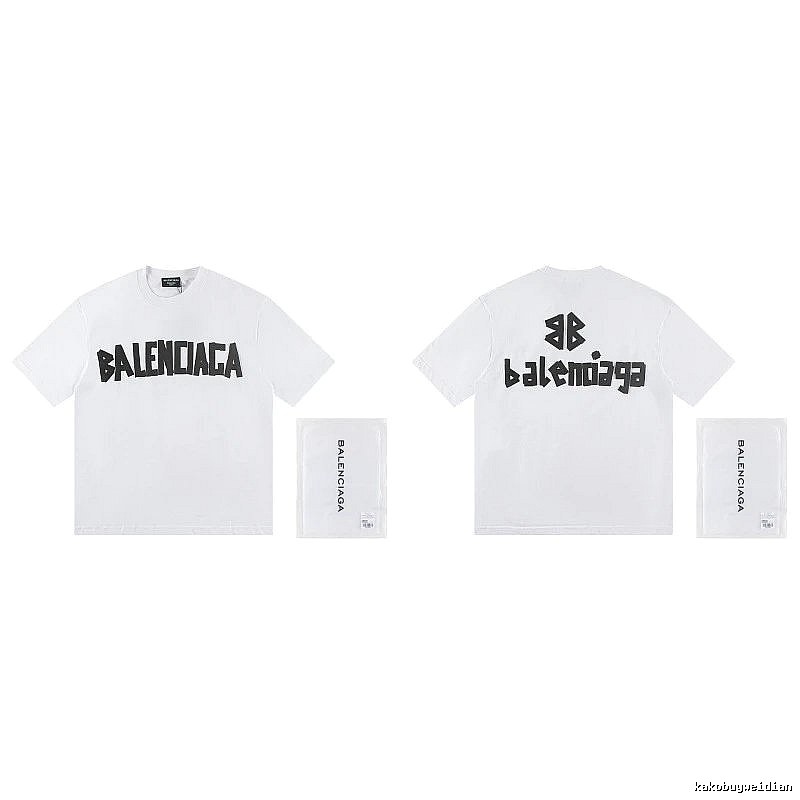 Balenciaga Double B Printed Street Style White T-shirt