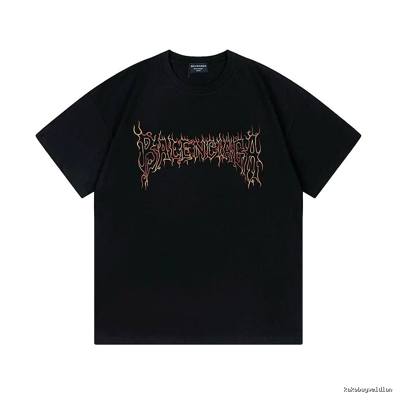 Balenciaga Flame Gothic Style Black T-shirt
