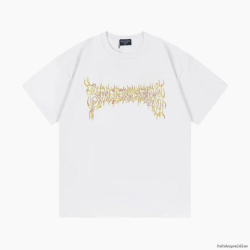 Balenciaga Gothic Style Flame Print White T-Shirt