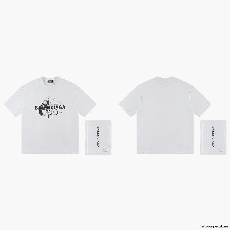 Balenciaga Graffiti Print Street Style White T-Shirt