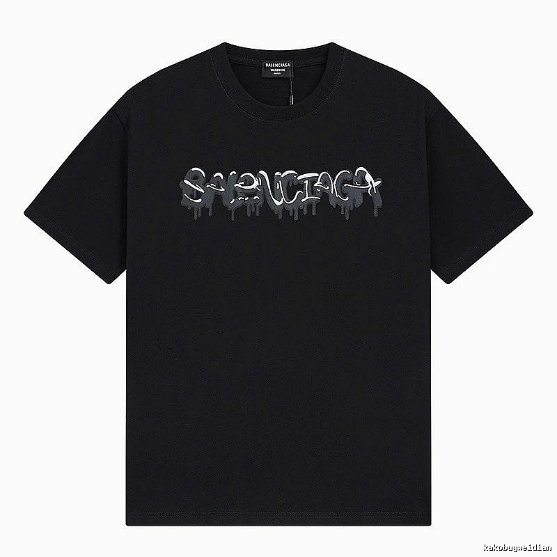 Balenciaga Graffiti Street Style Black Short Sleeve T-shirt