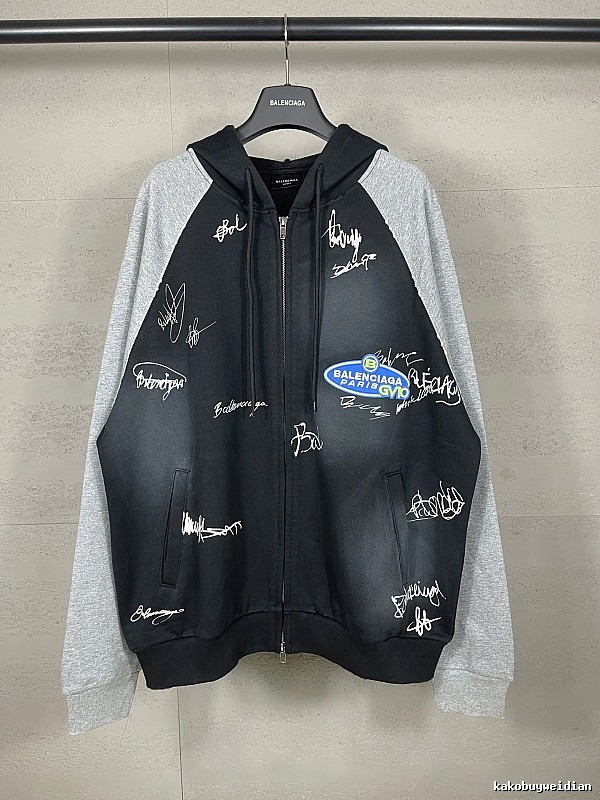 Balenciaga graffiti-style black and grey hoodie