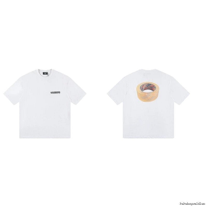 Balenciaga Tape Print Streetwear White T-Shirt